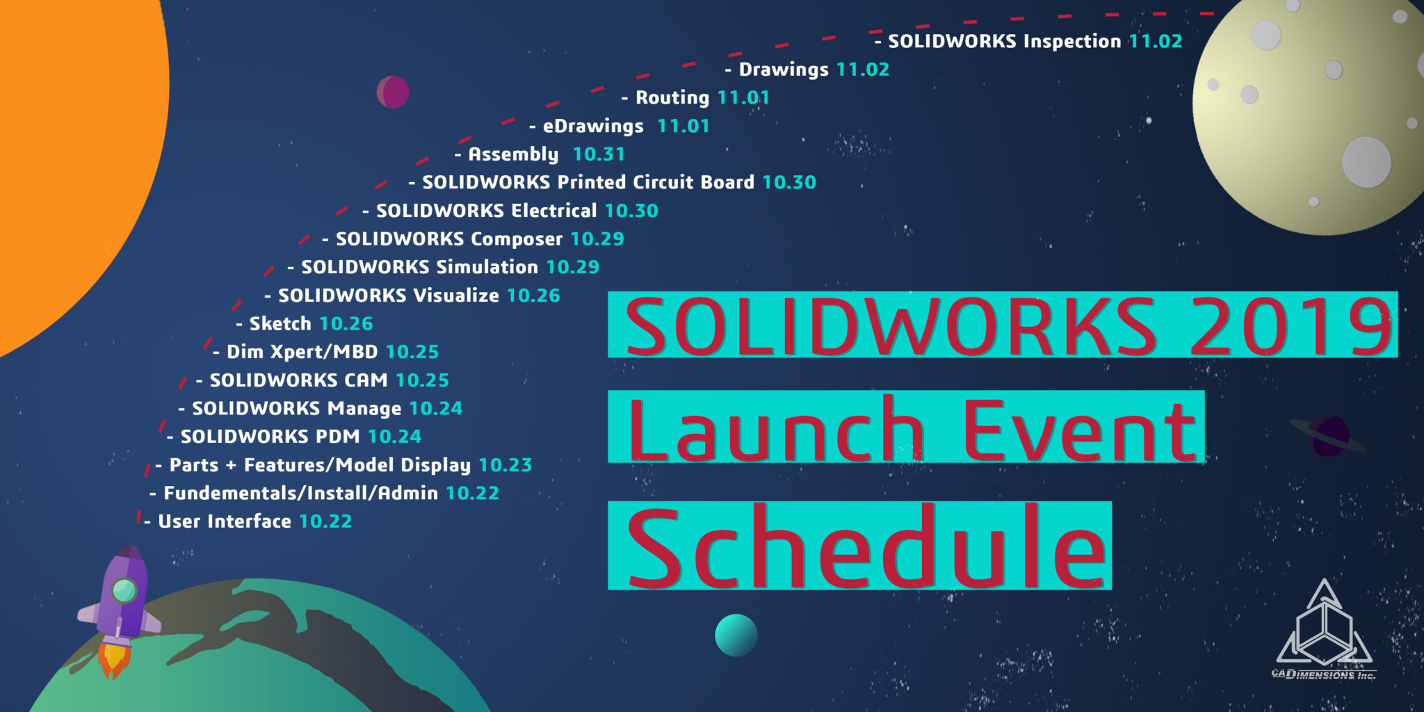 SOLIDWORKS 2019 Digital Release Schedule for CADimensions