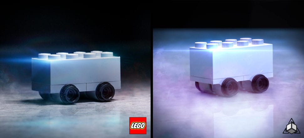 Image side-by-side of the LEGO Cybertruck