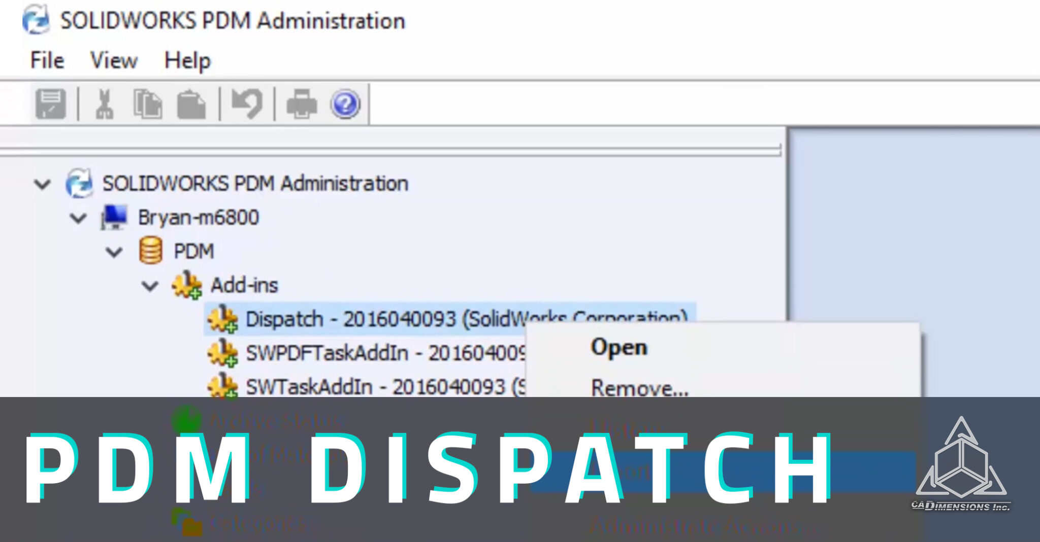PDM Dispatch - Connecting the Add-In to Your Vault