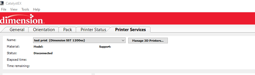 Printer Services Tab CatalystEX on how to find Stratasys Service Documents