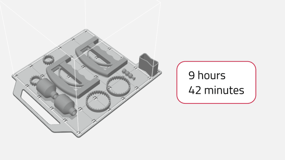 Medical device companies compare 3d prints from fdm 3d printer to polyjet 3d printing.
FDM: 9 hours
PolyJet: 42 Minutes