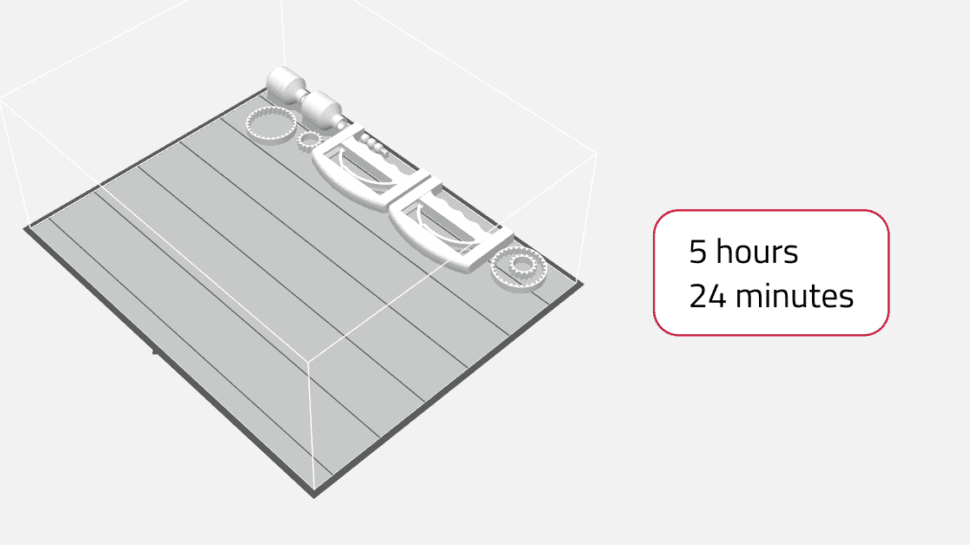Medical device companies compare 3d prints from fdm 3d printer to polyjet 3d printing.
FDM: 5 hours
PolyJet: 24 Minutes