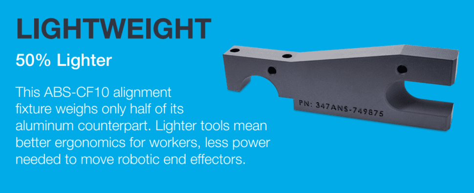 ABS-CF10 has the ability to replace aluminum parts at half the weight