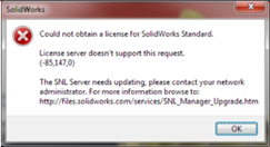 Client version is newer than license server version error.