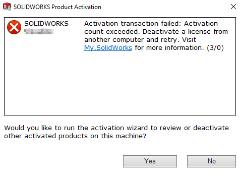 Activation transaction failed.