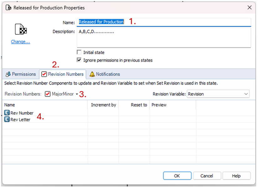 State Revision Numbers tab